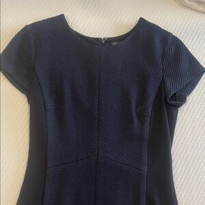 Elegant Navy Blue & Black Midi Dress